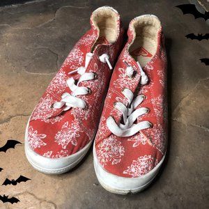 Roxy Floral Red Tennis Shoes